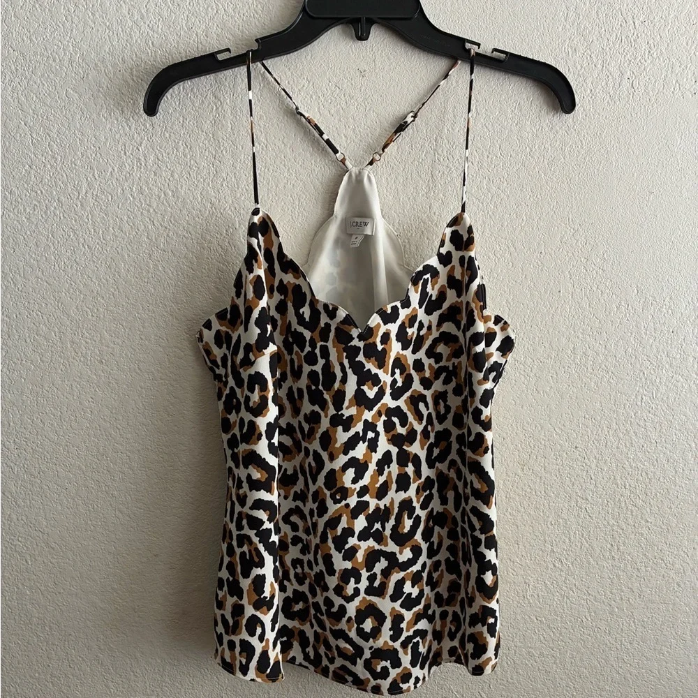 J. Crew Leopard Scalloped Edge Cami Spaghetti Strap 8